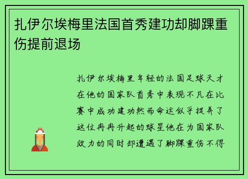 扎伊尔埃梅里法国首秀建功却脚踝重伤提前退场 扎伊尔埃梅里法国首秀建功却脚踝重伤提前退场